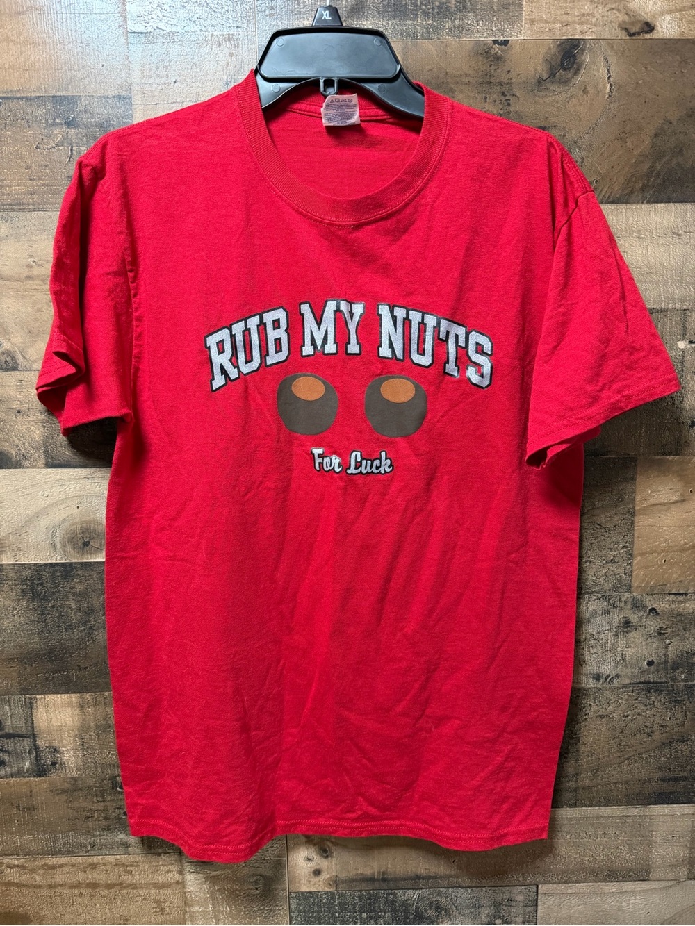Ohio State Buckeyes Rub My Nuts For Luck T Shirt Mens M Red Jerzees Funny OSU